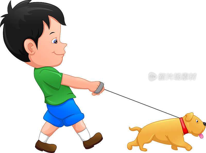 boy with dog cartoon